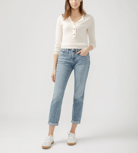  Chelsea Boyfriend Mid Rise Jeans, Indigo | Silver Jeans Co