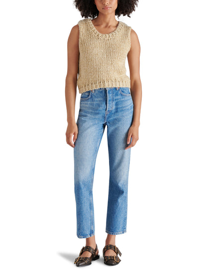  Eleny Metallic Sweater Vest, Dusty Taupe | Steve Madden