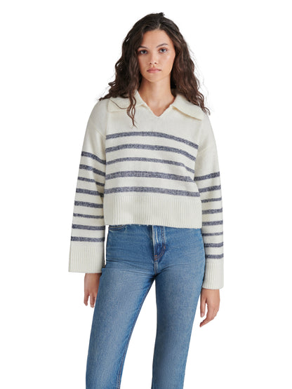  Esther Striped Sweater, Cloud Cream | Steve Madden