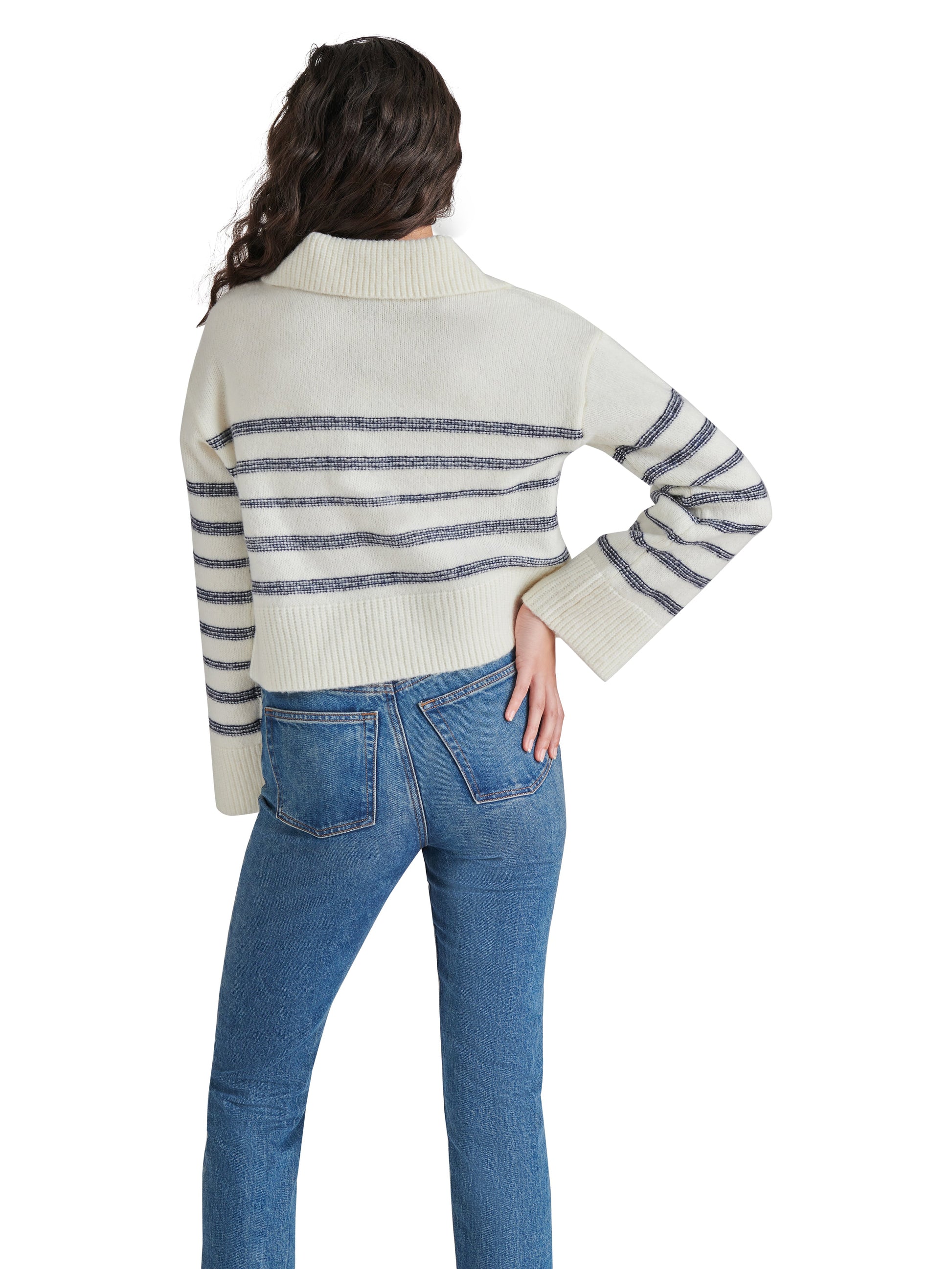  Esther Striped Sweater, Cloud Cream | Steve Madden