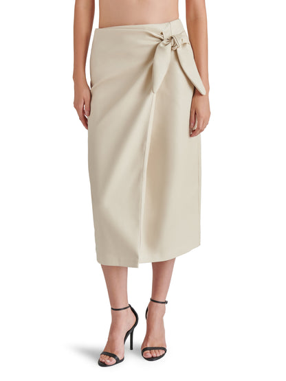  Navia Faux Leather Wrap Skirt, Bone | Steve Madden