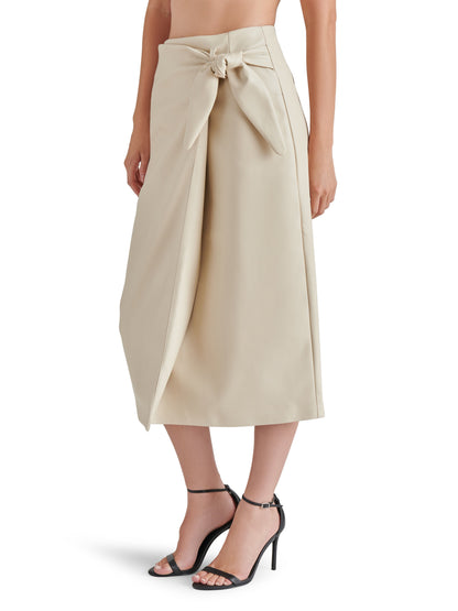  Navia Faux Leather Wrap Skirt, Bone | Steve Madden