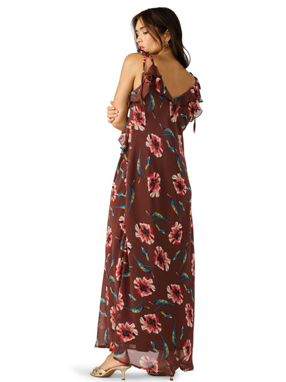  Adalina Floral Ruffled Maxi Dress, Brown | Steve Madden