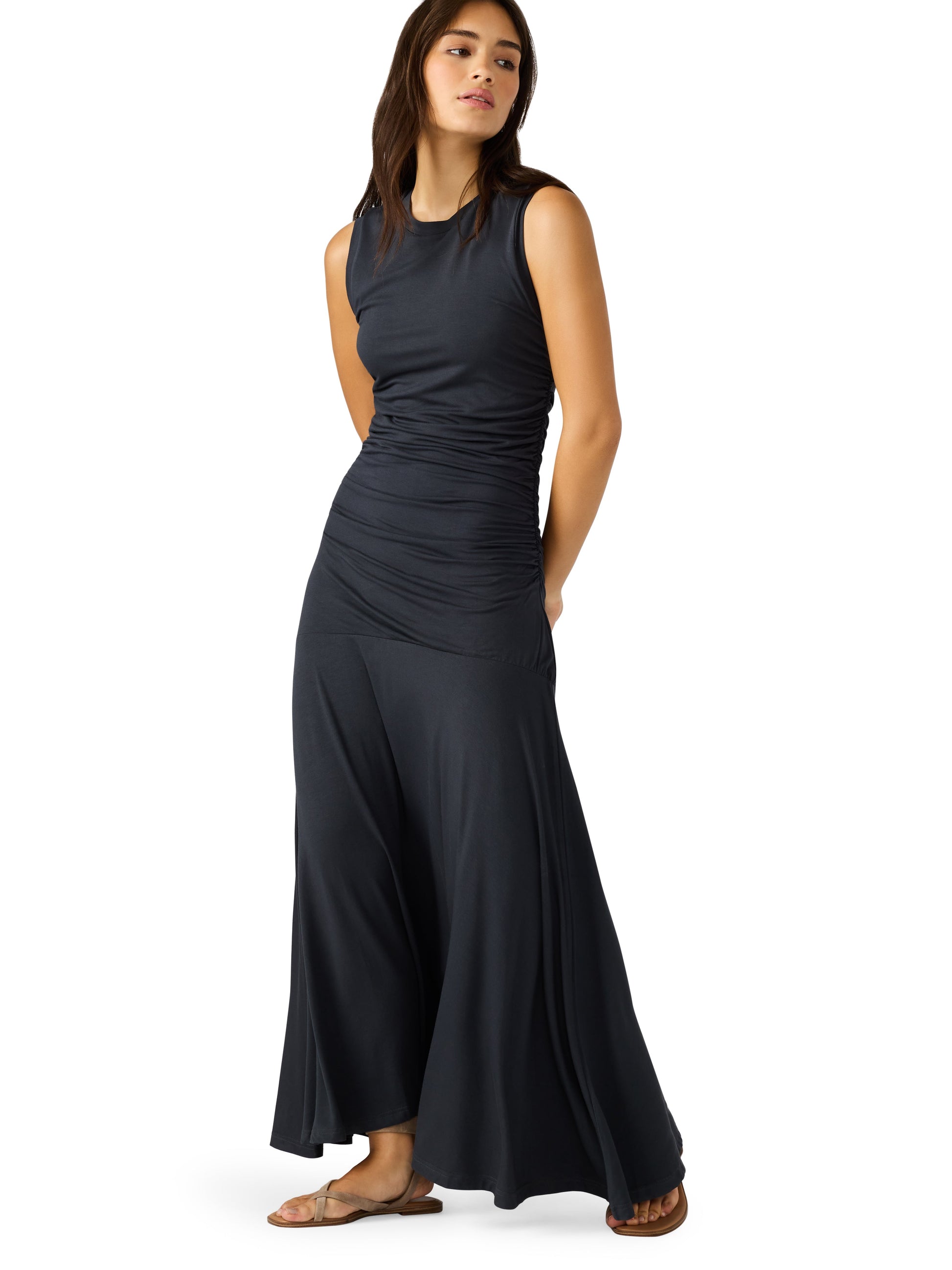  Jace Ruched Side Maxi Dress, Faded Black | Steve Madden
