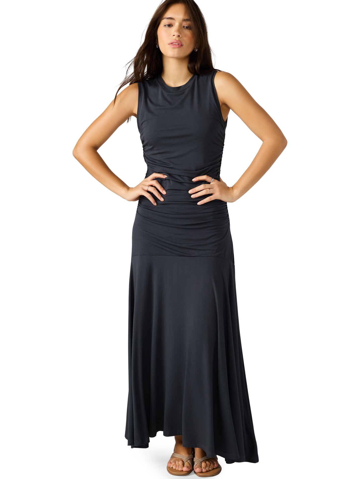 Jace Ruched Side Maxi Dress, Faded Black | Steve Madden