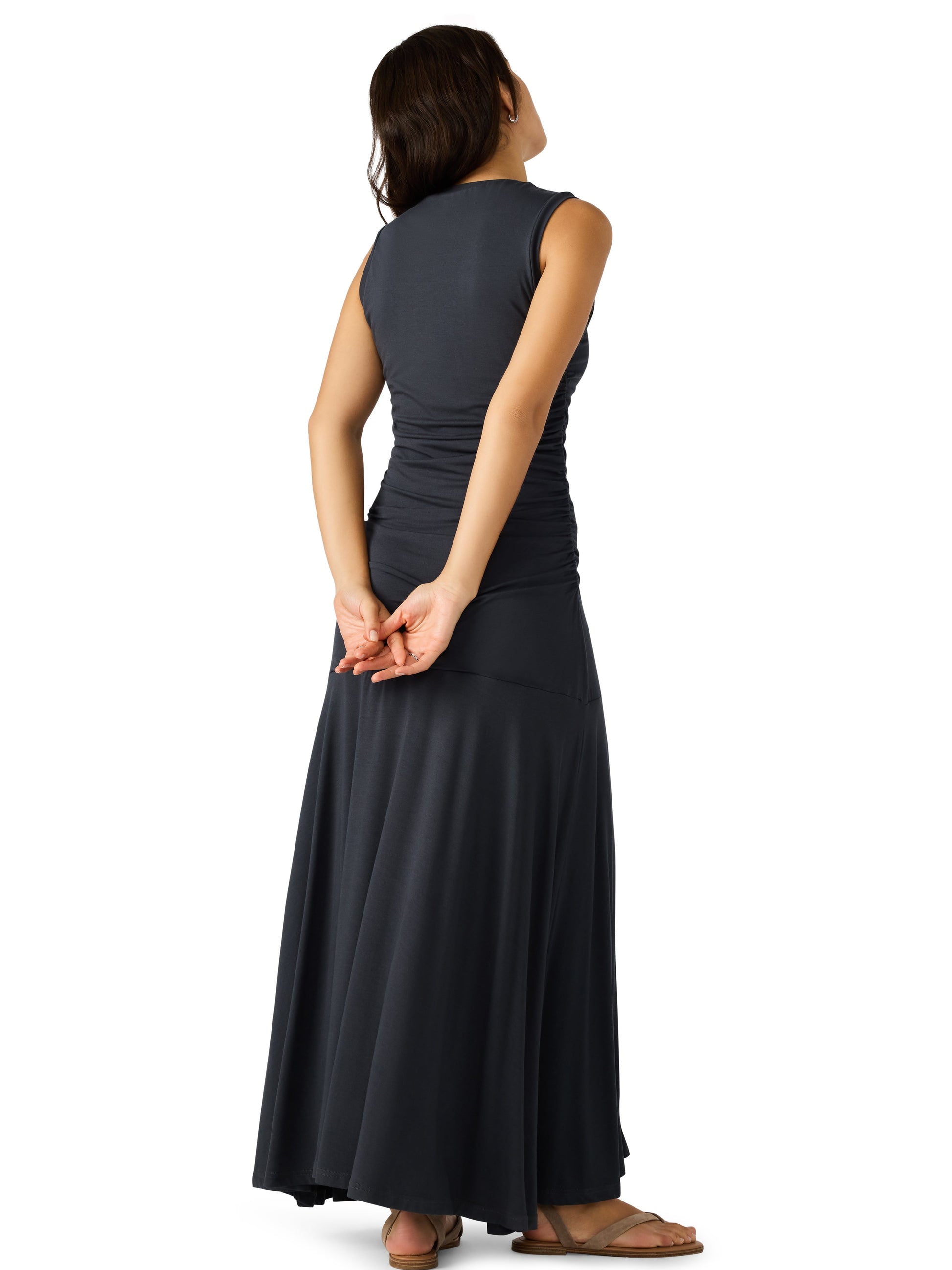  Jace Ruched Side Maxi Dress, Faded Black | Steve Madden