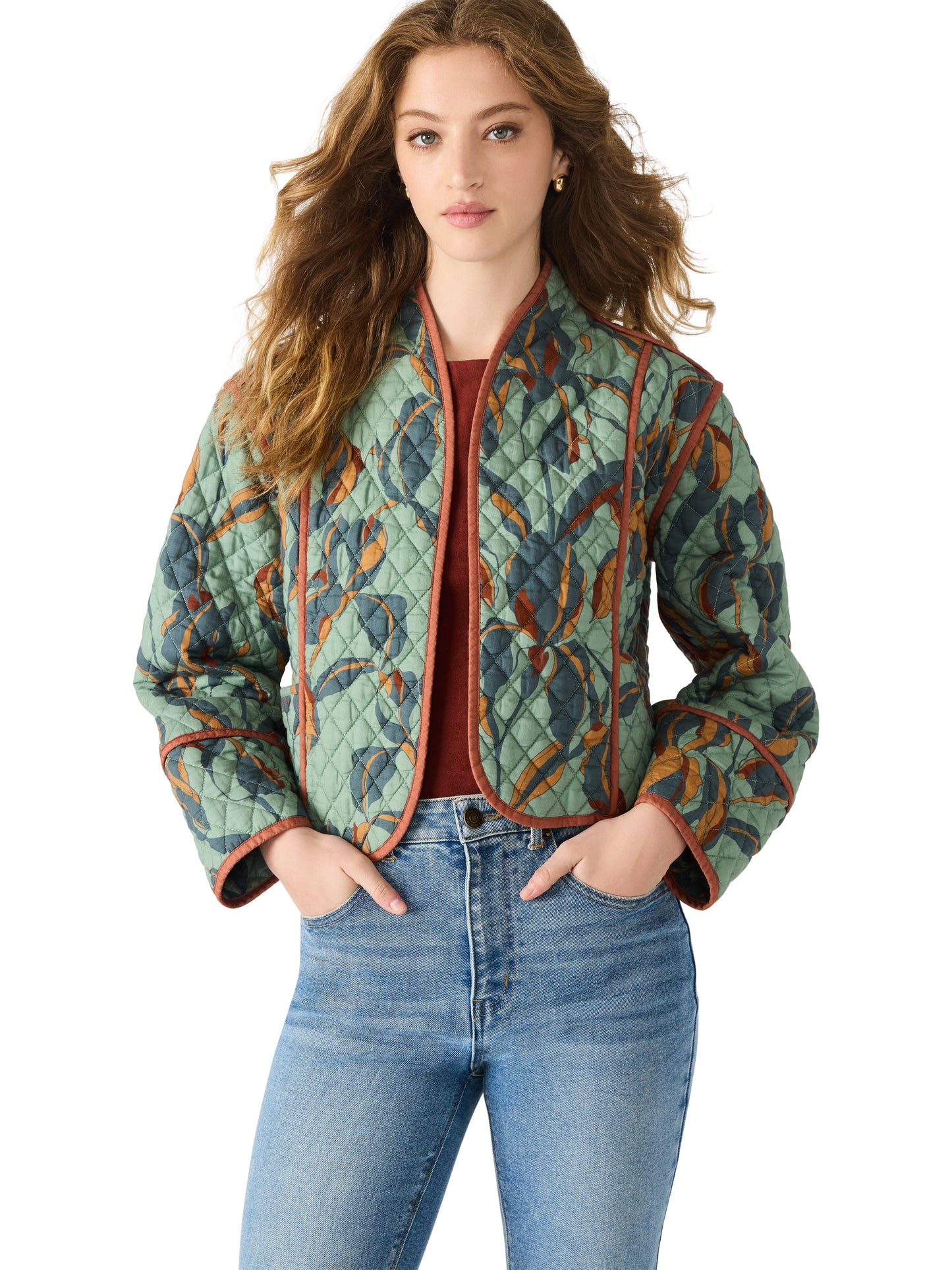  Adalynn Quilted Jacket, Dark Sage | Steve Madden