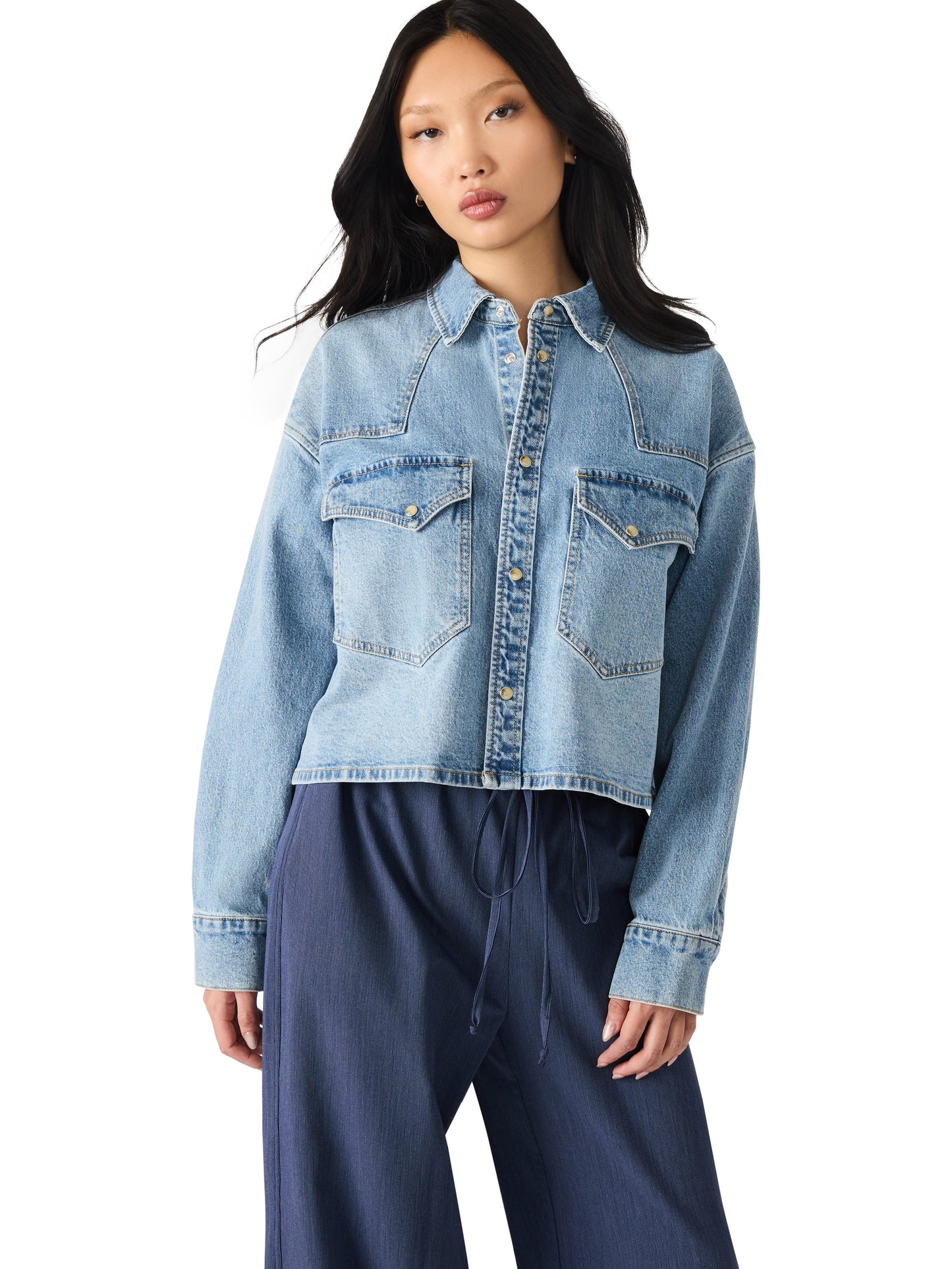  Rafi Denim Top, Forever Blue | Steve Madden