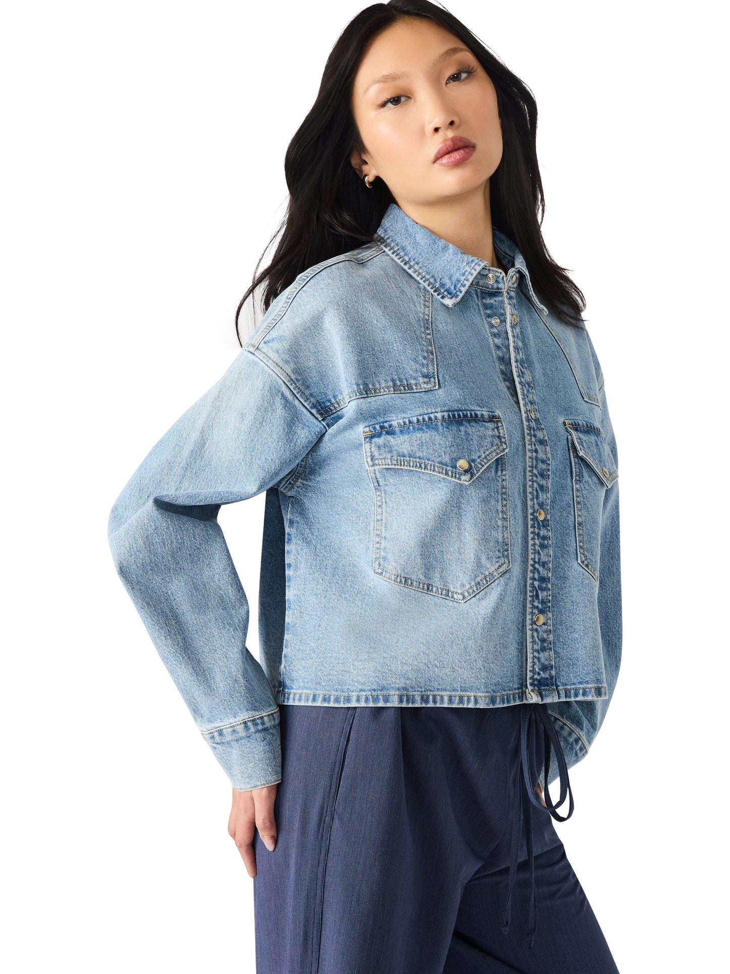  Rafi Denim Top, Forever Blue | Steve Madden