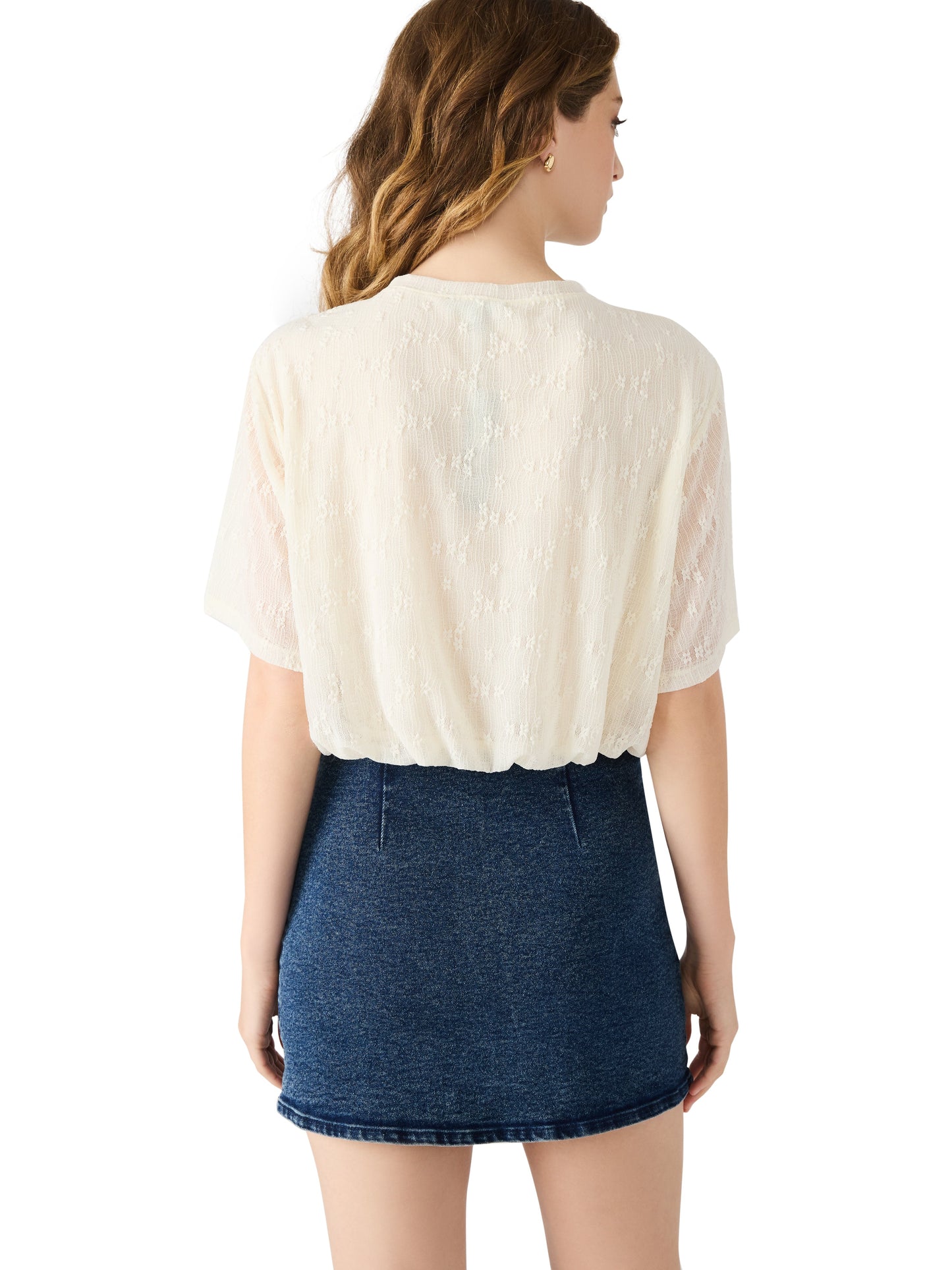  Orsa Bubble Hem Lace Top, Antique | Steve Madden