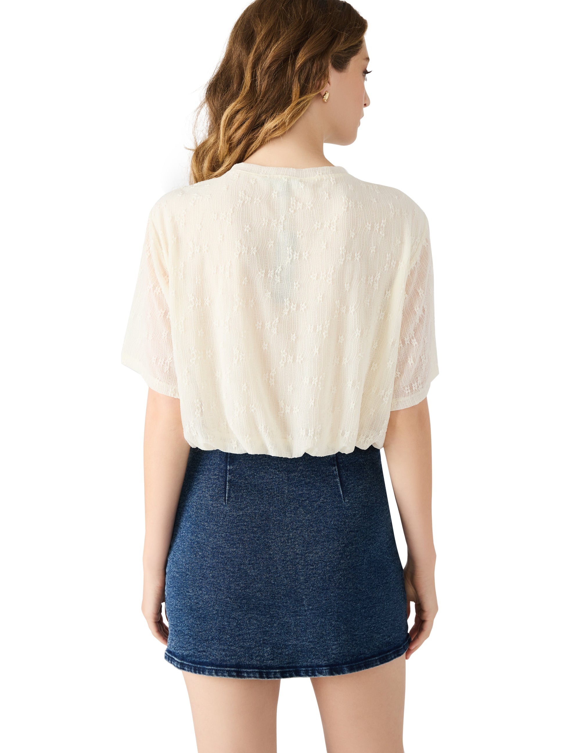  Orsa Bubble Hem Lace Top, Antique | Steve Madden