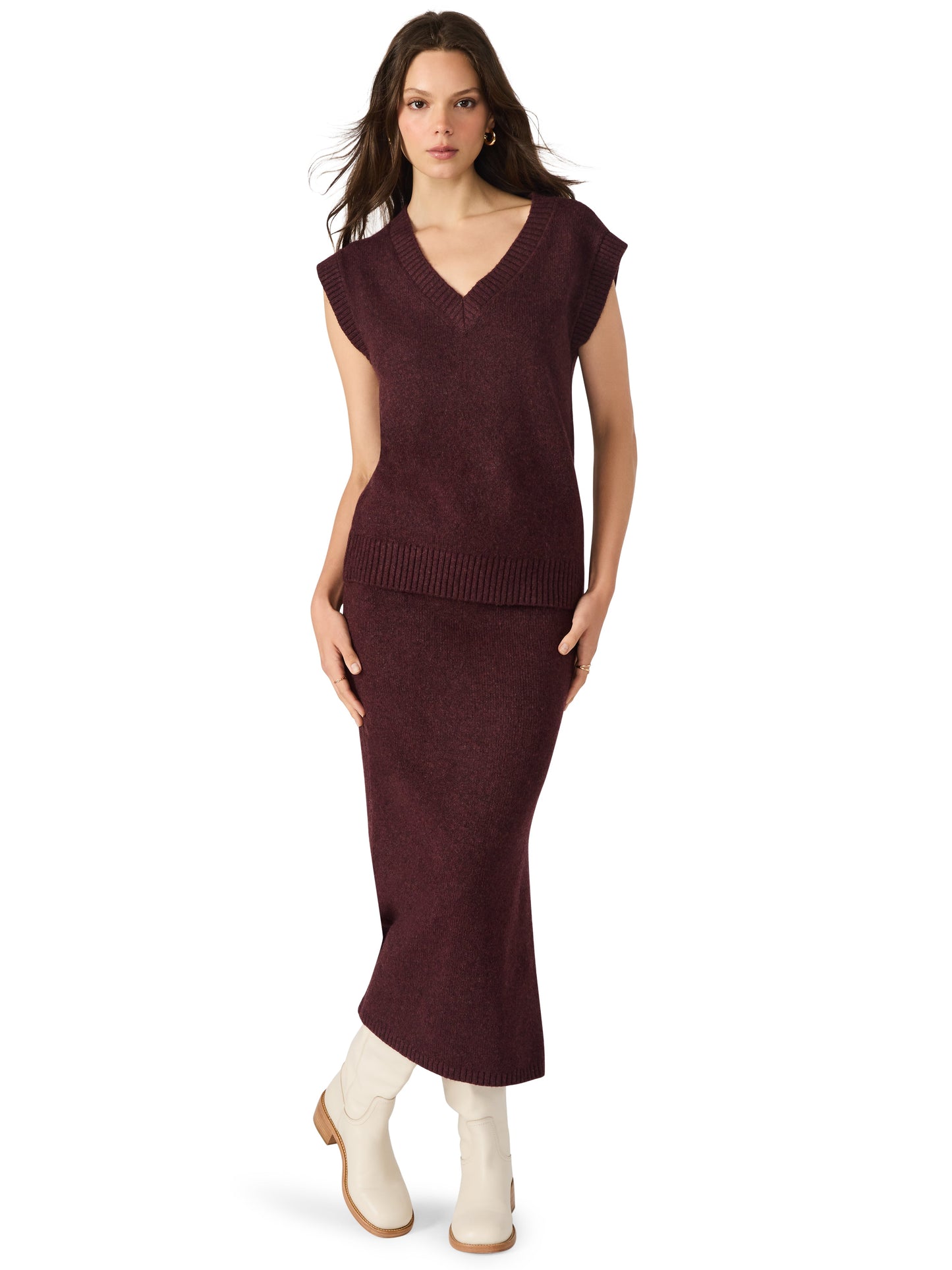  Remy Sweater Vest, Wine | Steve Madden