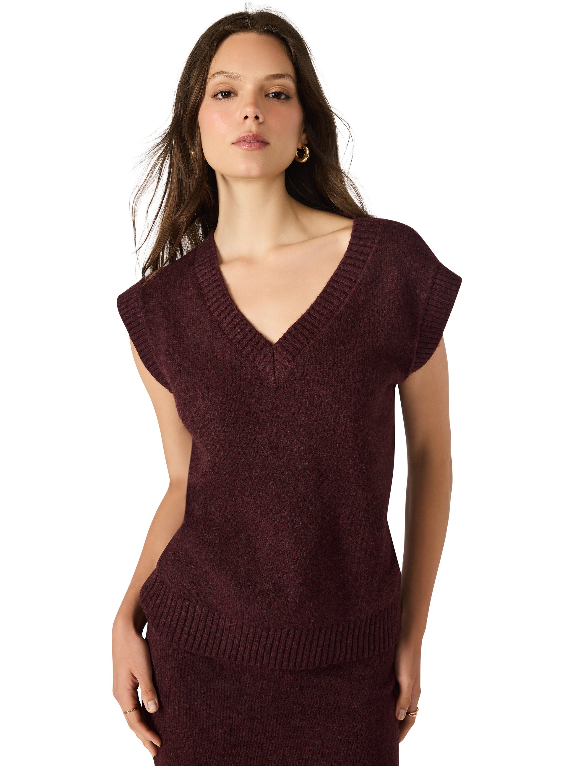 Remy Sweater Vest, Wine | Steve Madden