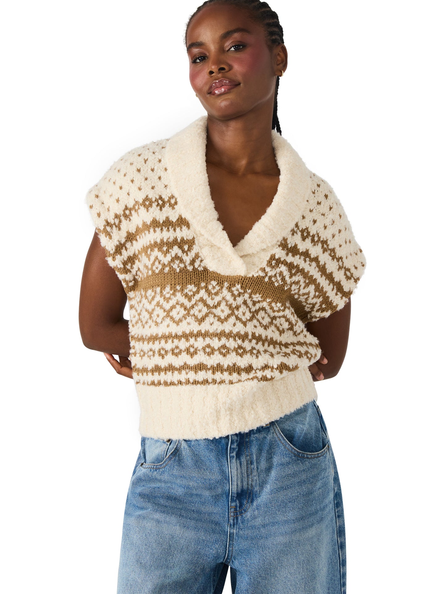  Paulie Collared Sweater Vest, Multi | Steve Madden