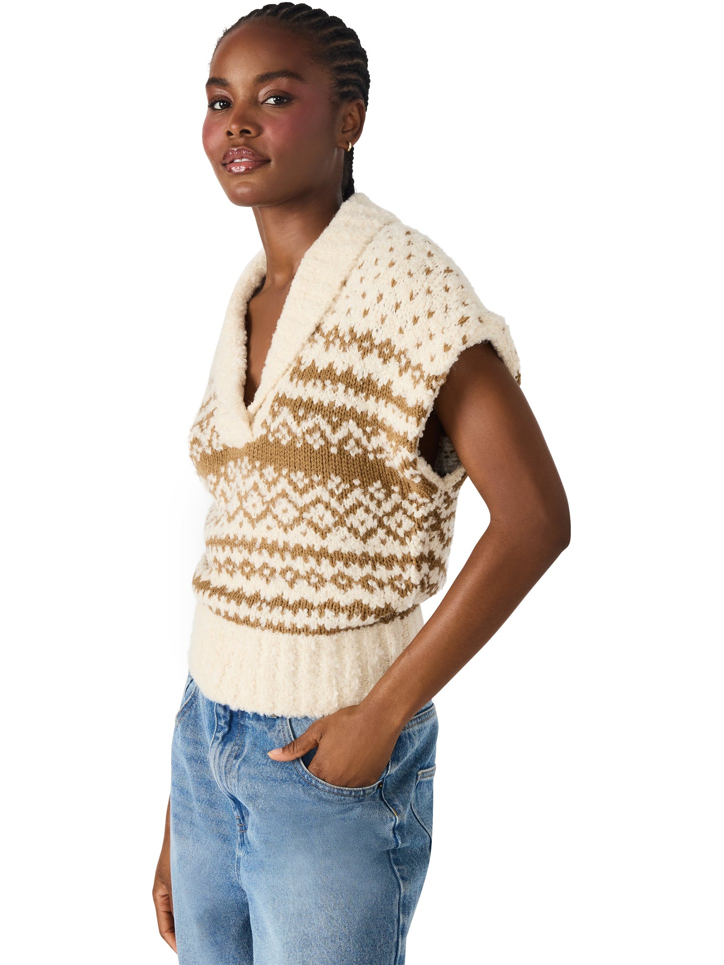  Paulie Collared Sweater Vest, Multi | Steve Madden