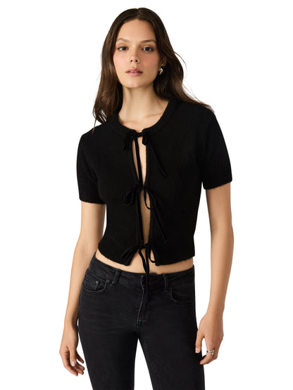  Sereia Bow Front Cardigan, Black | Steve Madden