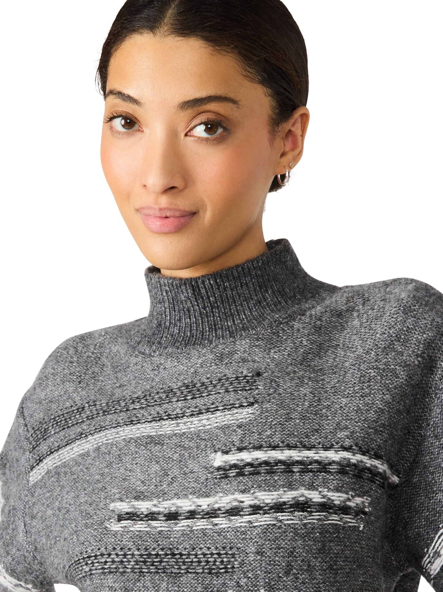  Ketra Stripe Detailed Sweater, Black Multi | Steve Madden