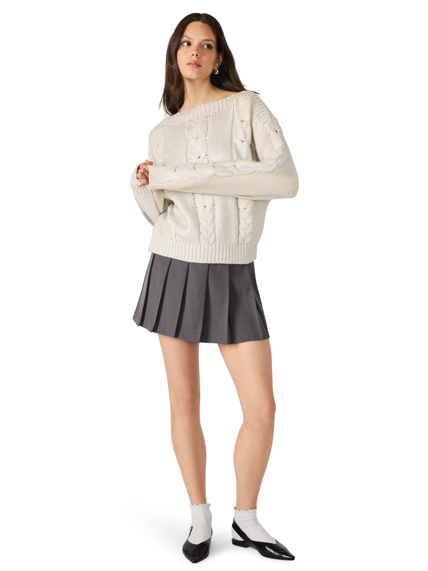  Debbi Cable Knit Sweater, Antique | Steve Madden
