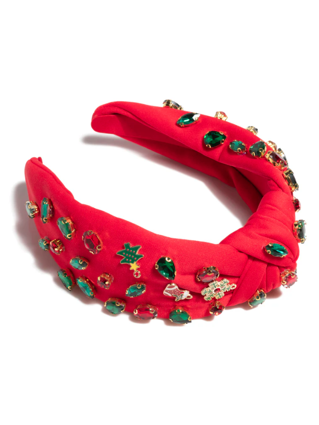  Merry Rhinestone Studded Headband, Red