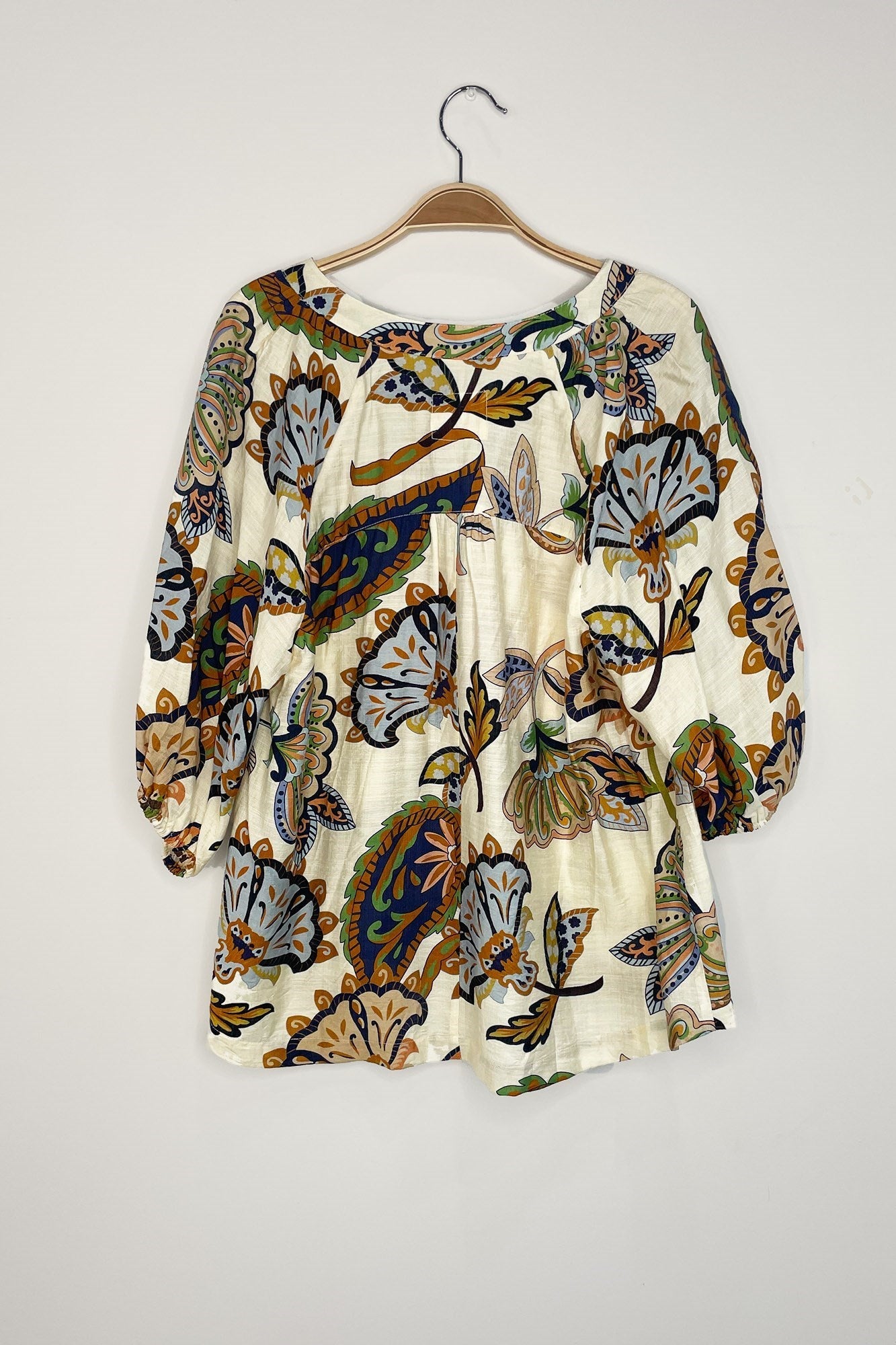  Cecilia Printed Half Sleeve Blouse, Cream | Plus Size