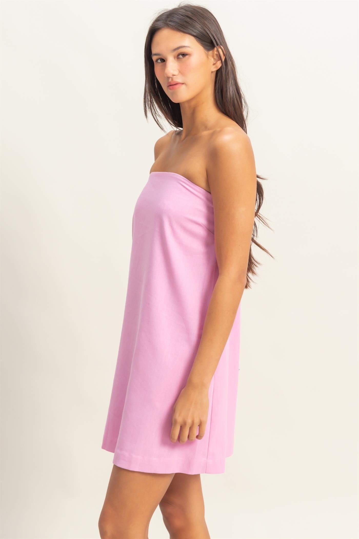  Karsyn Sand Washed Strapless Dress, Pink