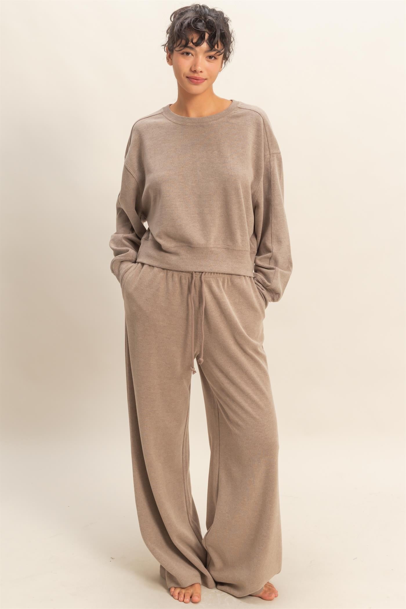  Kinsley Soft Ribbed Sweatshirt, Dusty Mocha