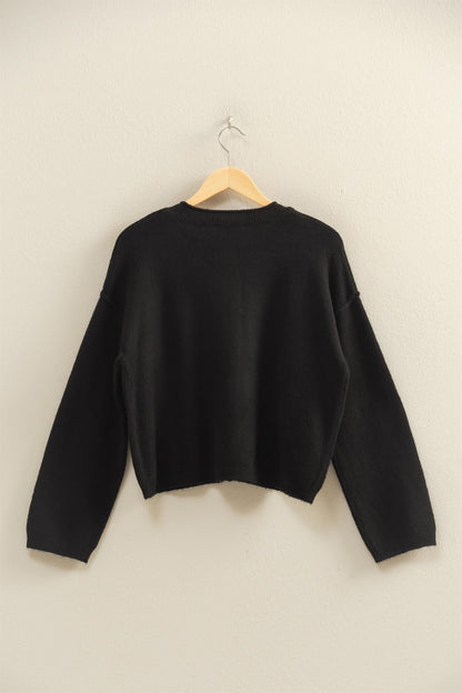  Melina Roll Neck Cardigan, Black