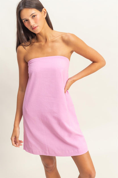  Karsyn Sand Washed Strapless Dress, Pink