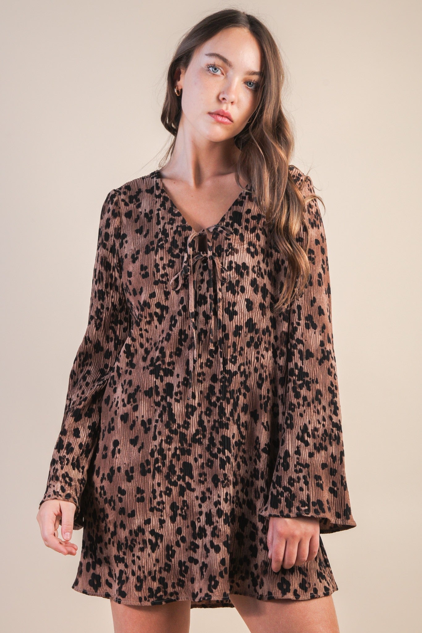  Abbey Mini Dress, Mocha Leopard