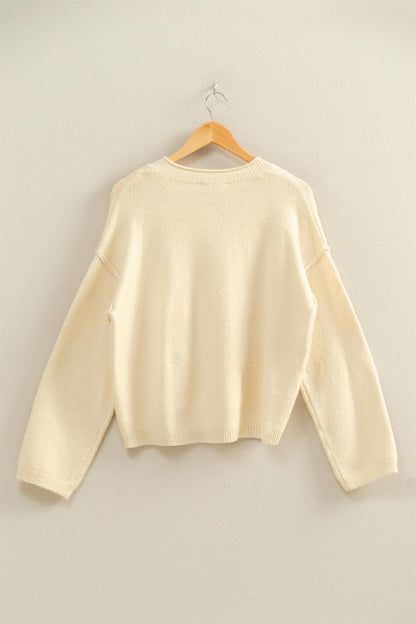  Melina Roll Neck Cardigan, Cream