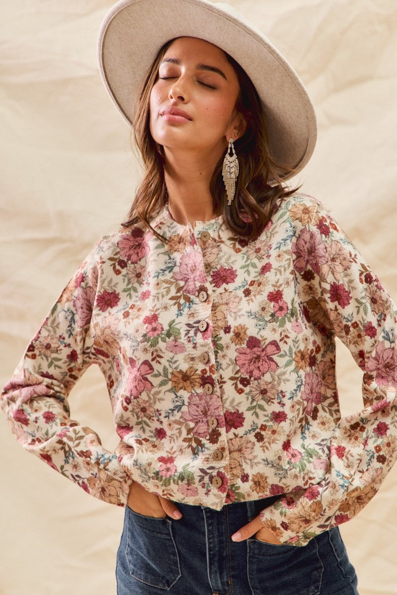  Masie Sweater Cardigan, Clay Rose