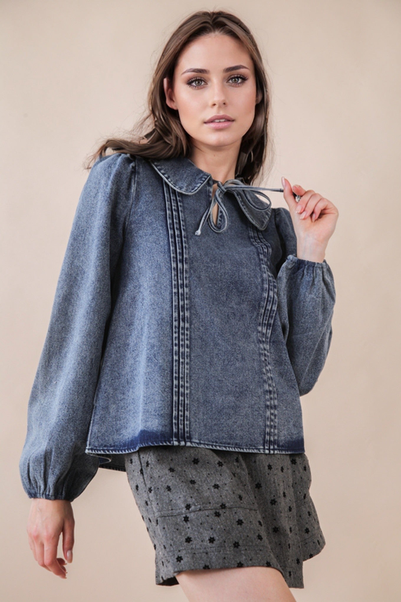  Nova Chambray Denim Top, Indigo