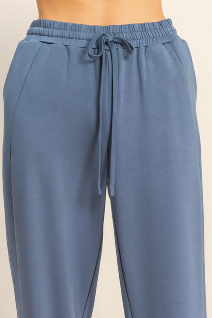  Sloane Wide Leg Knit Pants, Dusty Navy