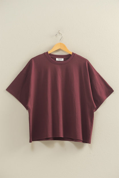  Clara Oversized Tee, Dark Cherry