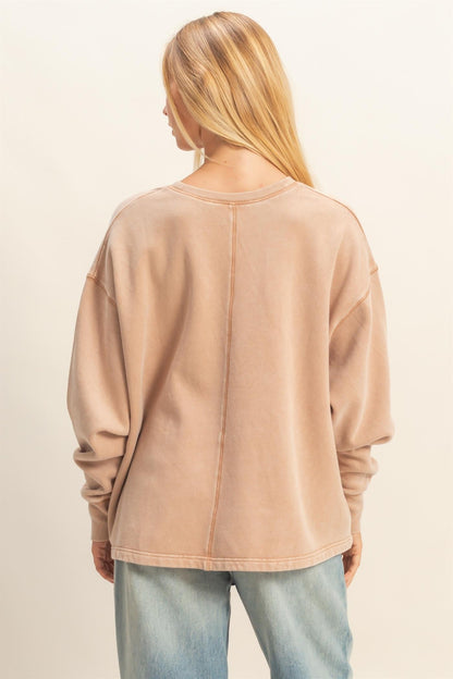  Melody Oversized V-Neck Sweatshirt, Dark Taupe