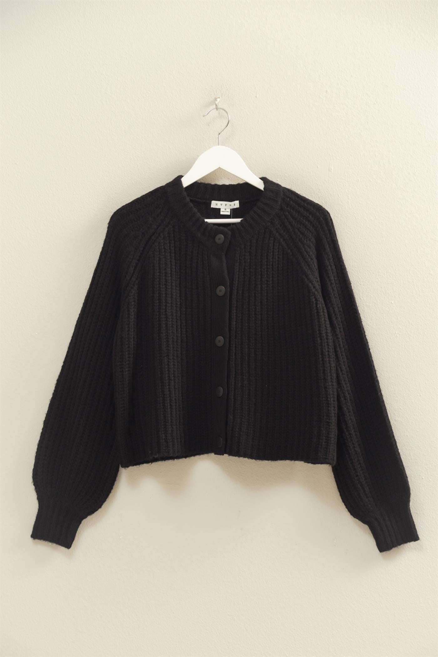  Estelle Chunky Knit Cardigan, Black