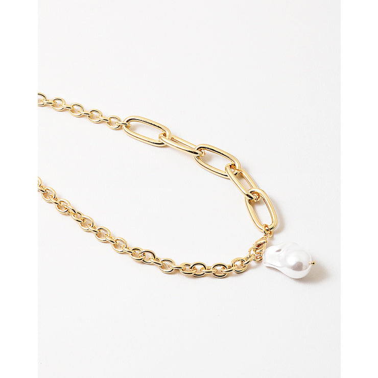  Ruth Chunky Pearl Pendant Necklace, Gold/Pearl