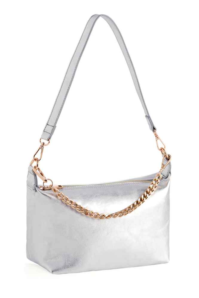  Jessie Shoulder Bag With Chain Handle, Silver