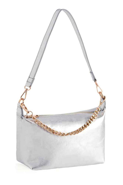  Jessie Shoulder Bag With Chain Handle, Silver