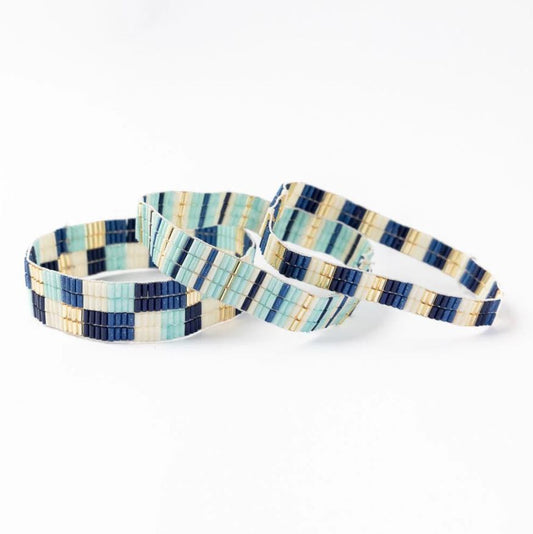  Dylan Set Of 3 Beaded Stretch Bracelets, Blue | Ink + Alloy