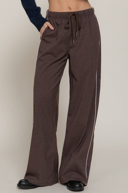  Calloway Check Woven Pants, Chocolate