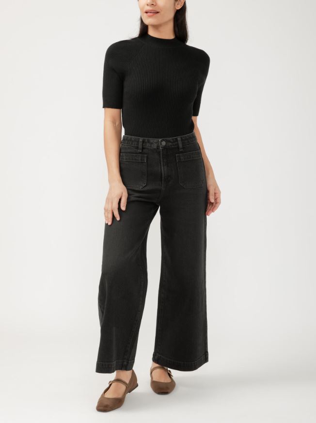  Karla Vintage Ankle Wide Leg Jeans, Ebony | Silver Jeans Co