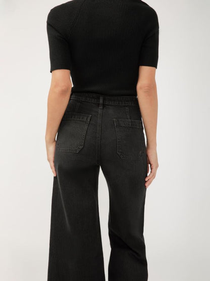  Karla Vintage Ankle Wide Leg Jeans, Ebony | Silver Jeans Co
