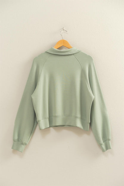  Jovie Half Zip Knit Sweatshirt, Sage Green
