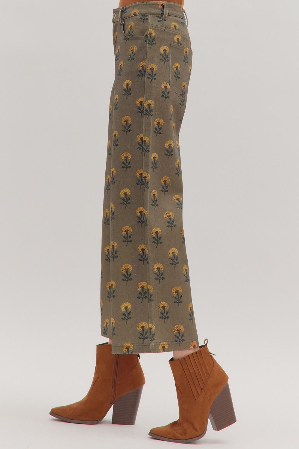  Bethany Printed Wide Leg Pant, Olive
