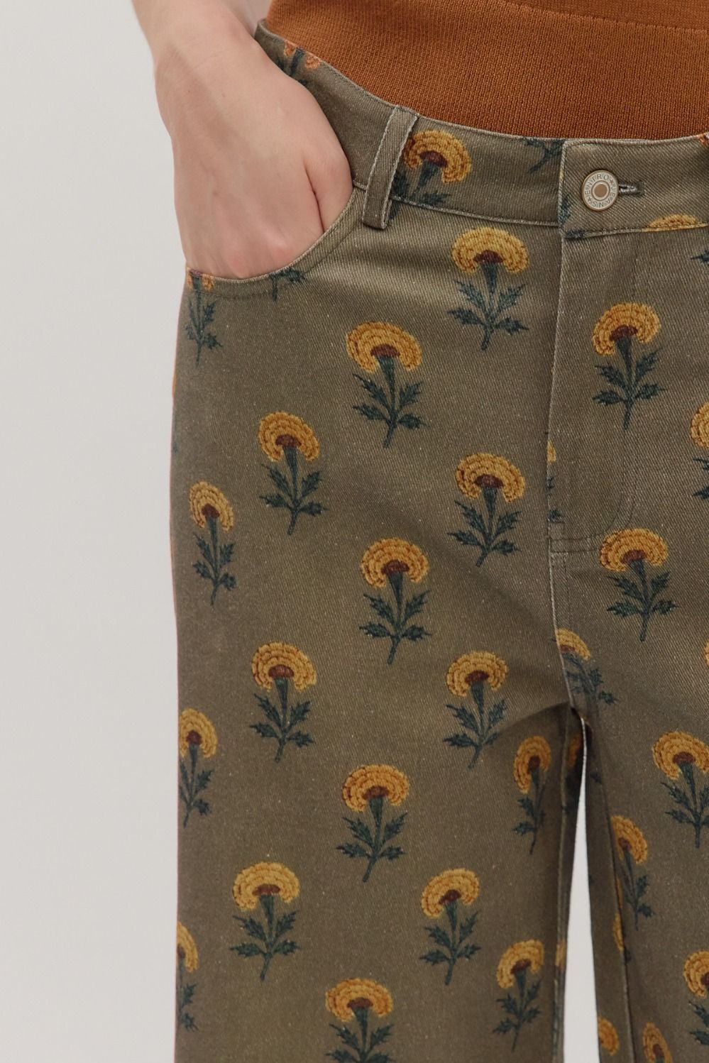  Bethany Printed Wide Leg Pant, Olive