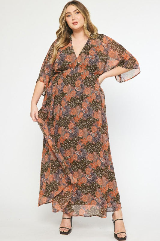  Autumn Breeze Maxi Dress, Brown | Plus Size