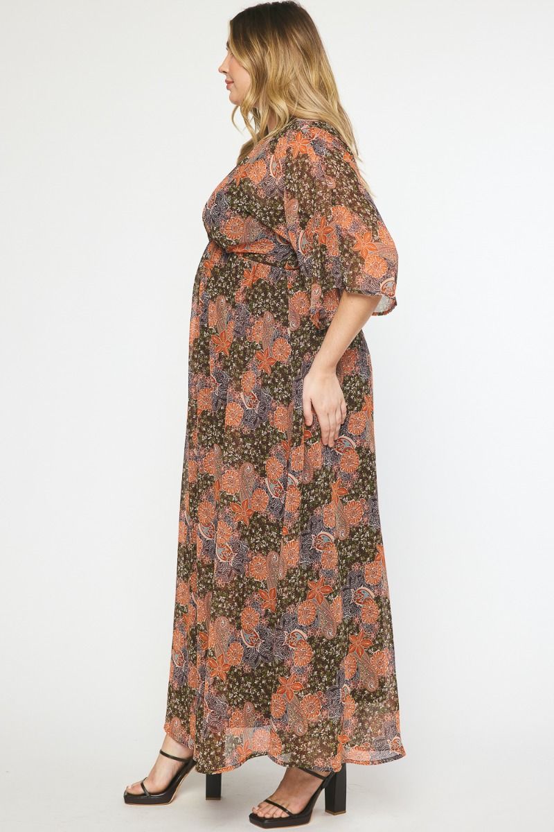  Autumn Breeze Maxi Dress, Brown | Plus Size