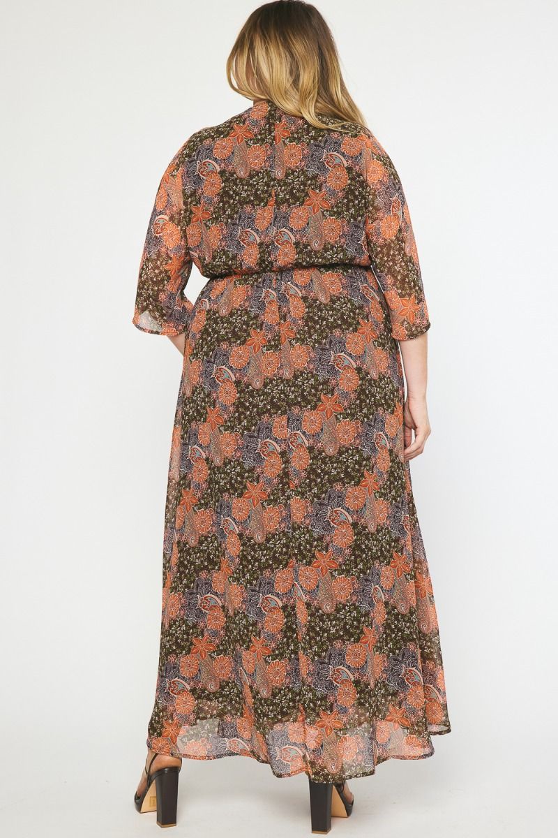  Autumn Breeze Maxi Dress, Brown | Plus Size