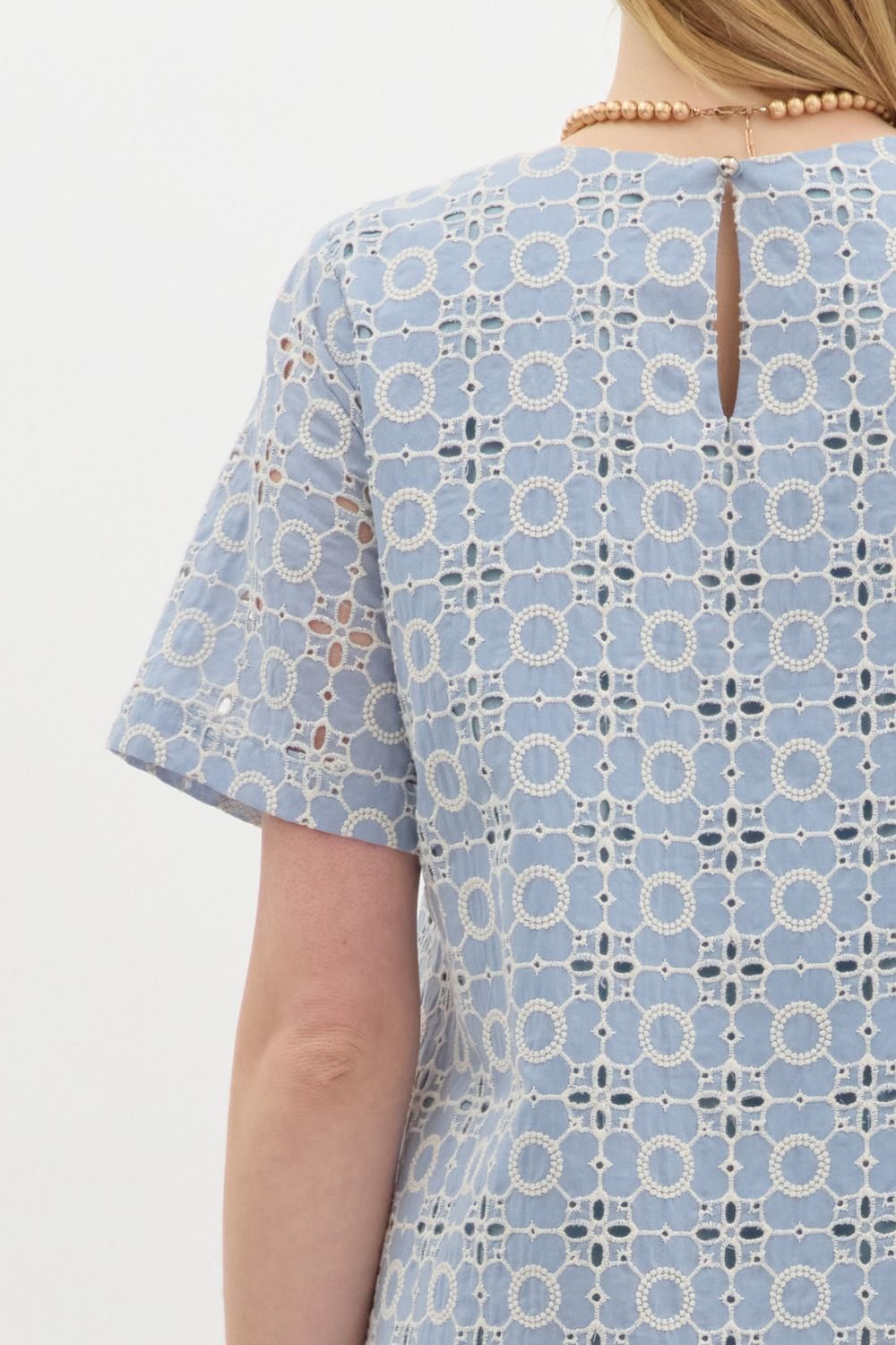  Kaylani Peplum Hem Embroidered Dress, Blue